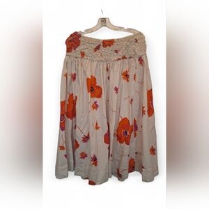 Free People Beige Maxi Skirt with Orange & Pink Floral Print